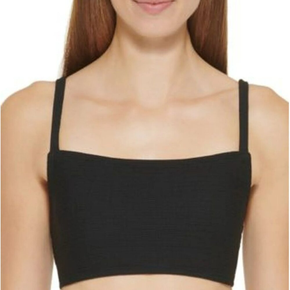 DKNY Textured Bralette Bikini Top Black